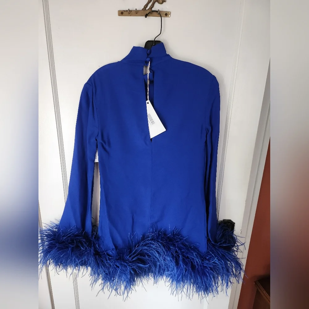 Gina Cobalt Crepe Mini Dress - Picture 5 of 11